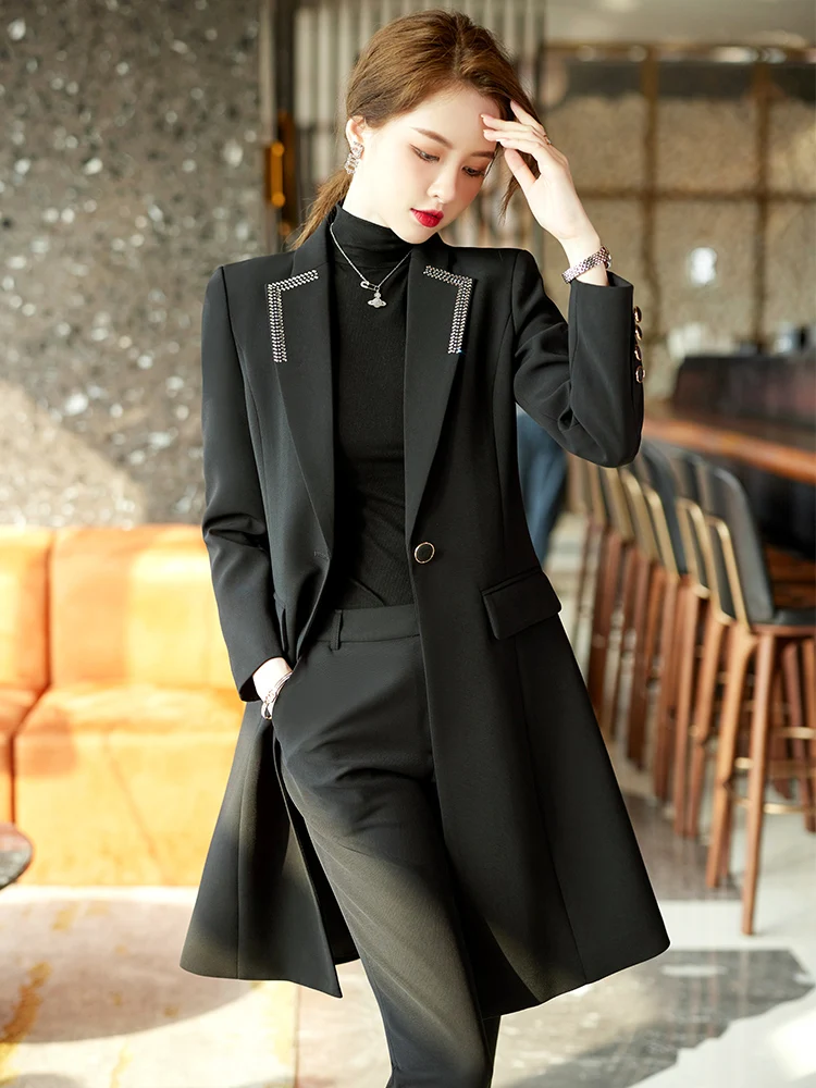 Yitimuceng Long Suits for Women 2023 Fashion Office Lady Single Button Turn  Down Collar Autumn Blazer High Waisted Pant Suits - AliExpress