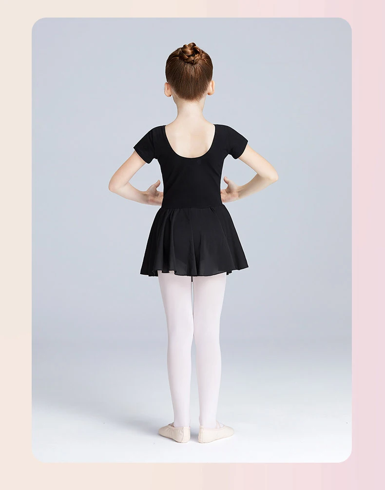 Mädchen-Ballett-Trikot mit Rock, mit Baumwolle gefüttertes Chiffon-Tutu-Kleid für Tanzübungen im Alter von 3–12 Jahren – Detail 18