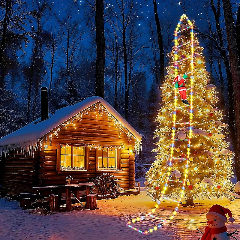 Guirlande lumineuse avec échelle d'escalade du père noël, 1/3M, USB, 8 Modes, lampe LED, décoration de noël pour jardin, arbre de noël, cadeau du nouvel an