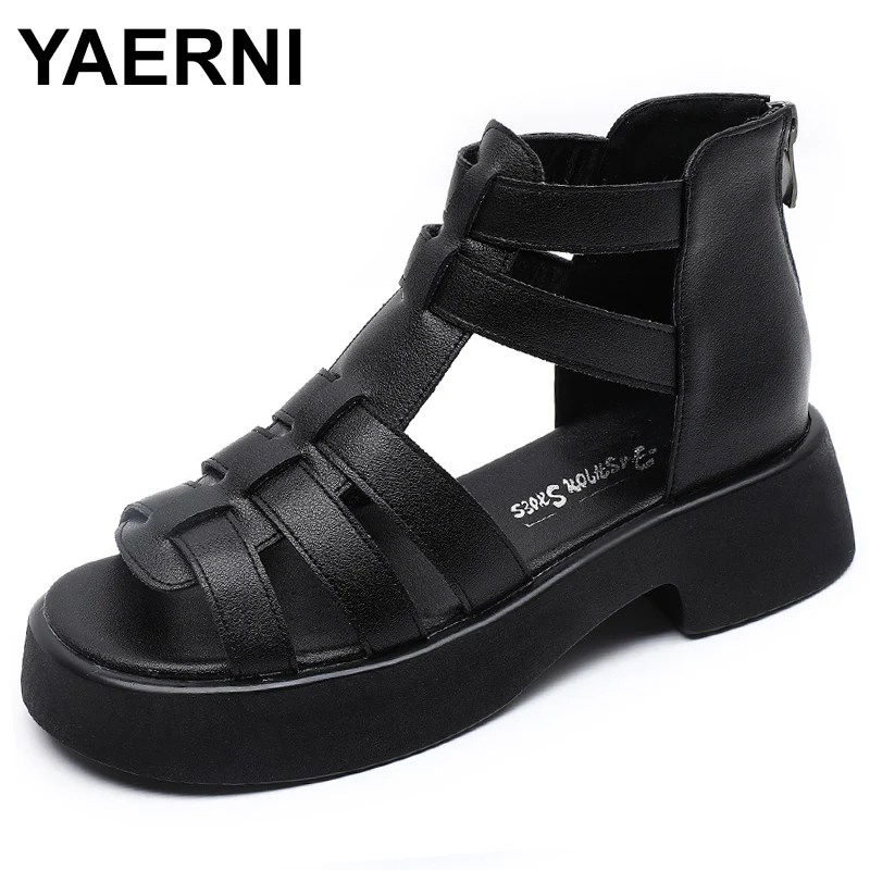 

Сандалии-гладиаторы женские из натуральной кожи, Босоножки с открытым носком, римские тапочки, летняя пляжная обувь, Размеры 35-43, 2023