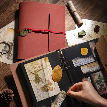 Album fotografico grande capacità con copertina in pelle tinta unita, raccoglitore per scrapbook, adesivi e fotocard, personalizzabile, per viaggi