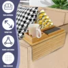 Sofa Tray Bamboo with Wood Remote Control Holder Folding Anti Slip Couch Armrest Cup Holder Detachable for Couch Storage 2