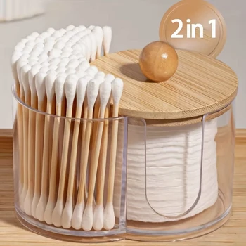 Dual Compartment Cotton Storage Holder – Clear Organizer for Cotton Swabs & Cotton Balls 1