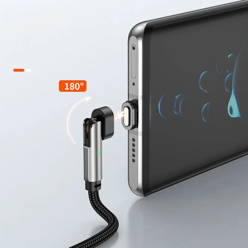 100W Fast Charging Magnetic Suction Rotating Weaving Charging Cable