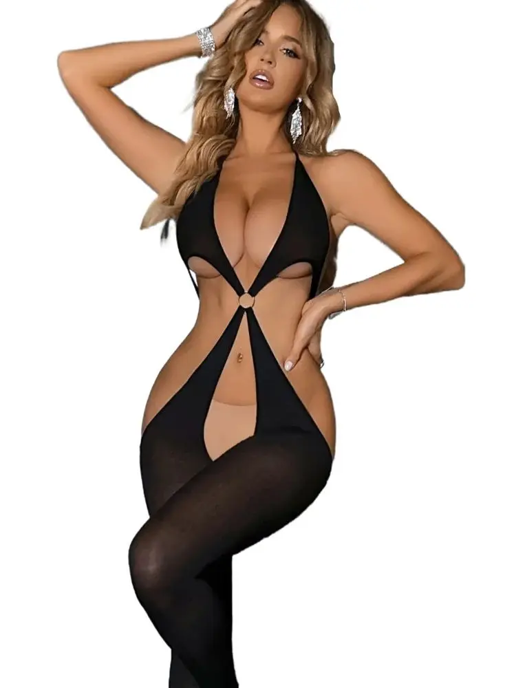Lingerie Women Crotchless Bodysuits Erotic Body Underwear Women Open Crotch Full Bodystockings Porn Garter Costume See-through