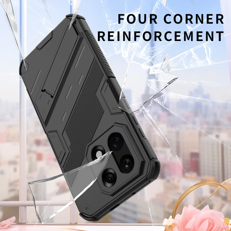 Shockproof Anti-Knock Armor Phone Case with Holder & Full Back Cover