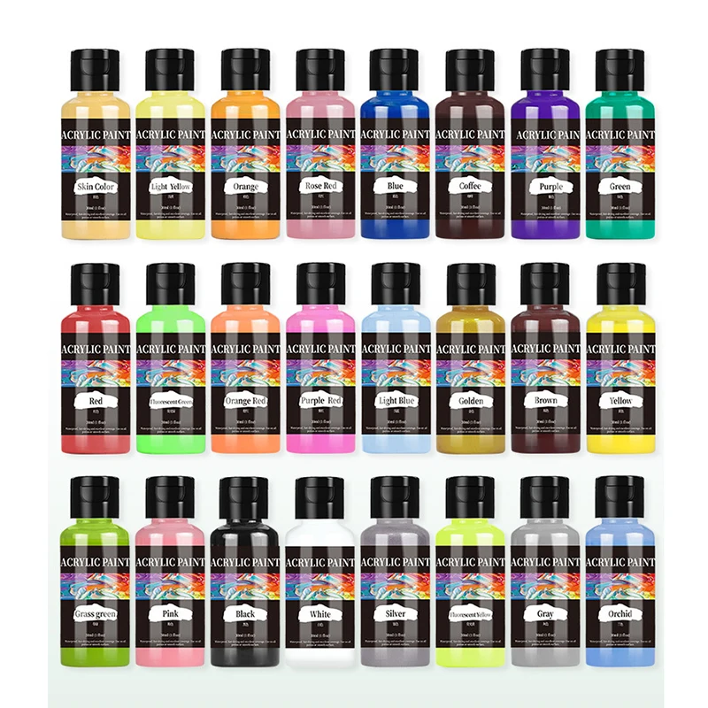 가죽 및 목재 장 투명 수성 아크릴 물감 24색 30ml