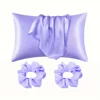 4-Piece Hair Care Set: 2 Silky Pillowcases & 2 Polyester Hair Scrunchies 4