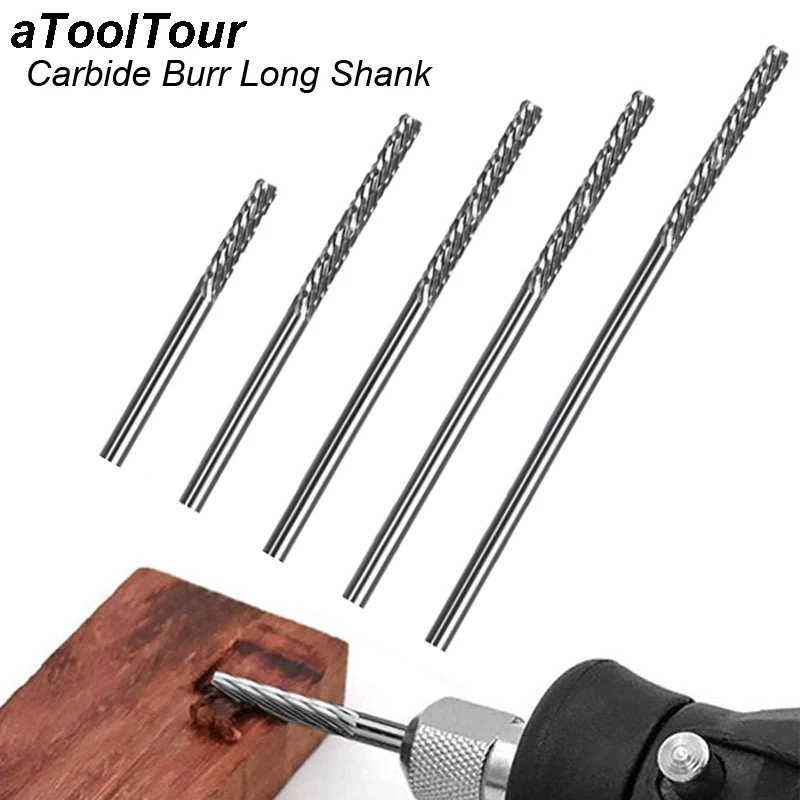 

3mm 1/8 Long Shank Drawing Carbide Burs for Dremel Tool Milling Cutter Rotary Tool Burr Diamond Cut Rotary 38mm to 100mm Length