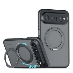 Magnetic Shockproof Matte Case with Rotating Ring Bracket for Huawei Pura X View (Black -with Ring)