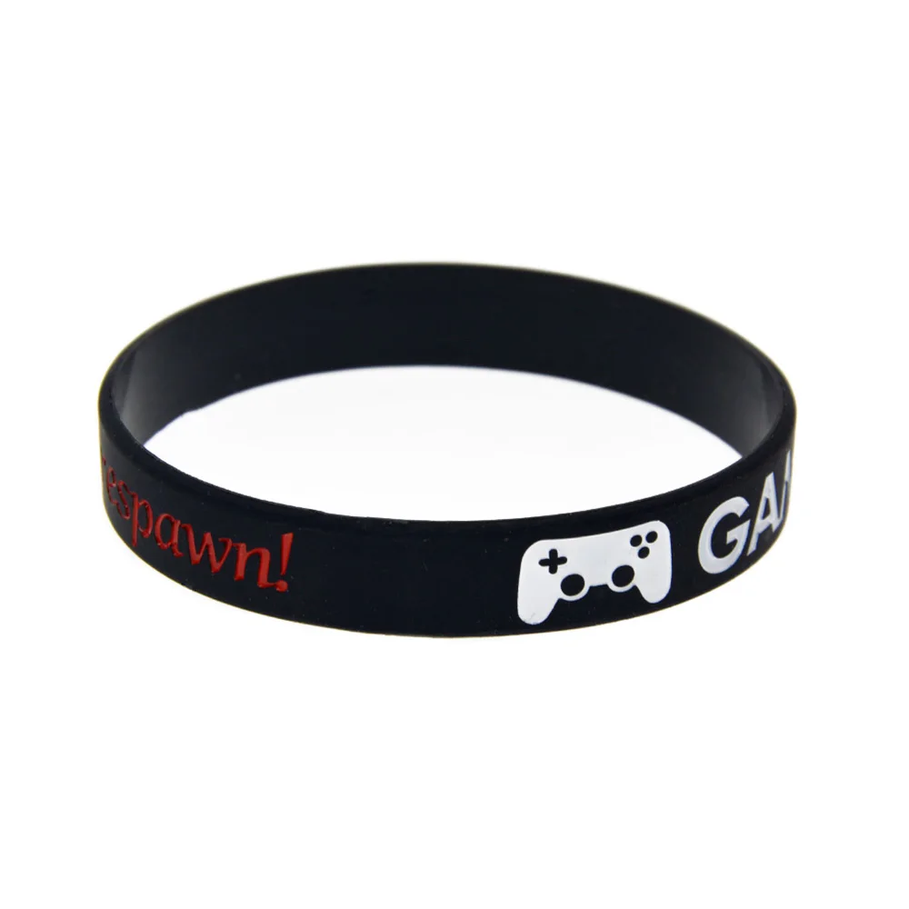1 PC-Gamer Don't Die They Respawn Silikonarmband mit Tinte gefüllt, Farbe Schwarz, Armband für Damen oder Herren