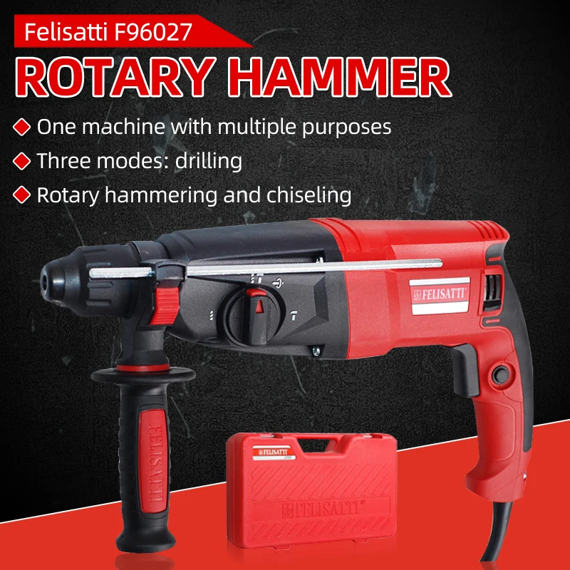 Felisatti F96027 Electric Hammer Drilling Rotary Hammering and Chiseling Impact Drill Rotary Hammer Electric Drill