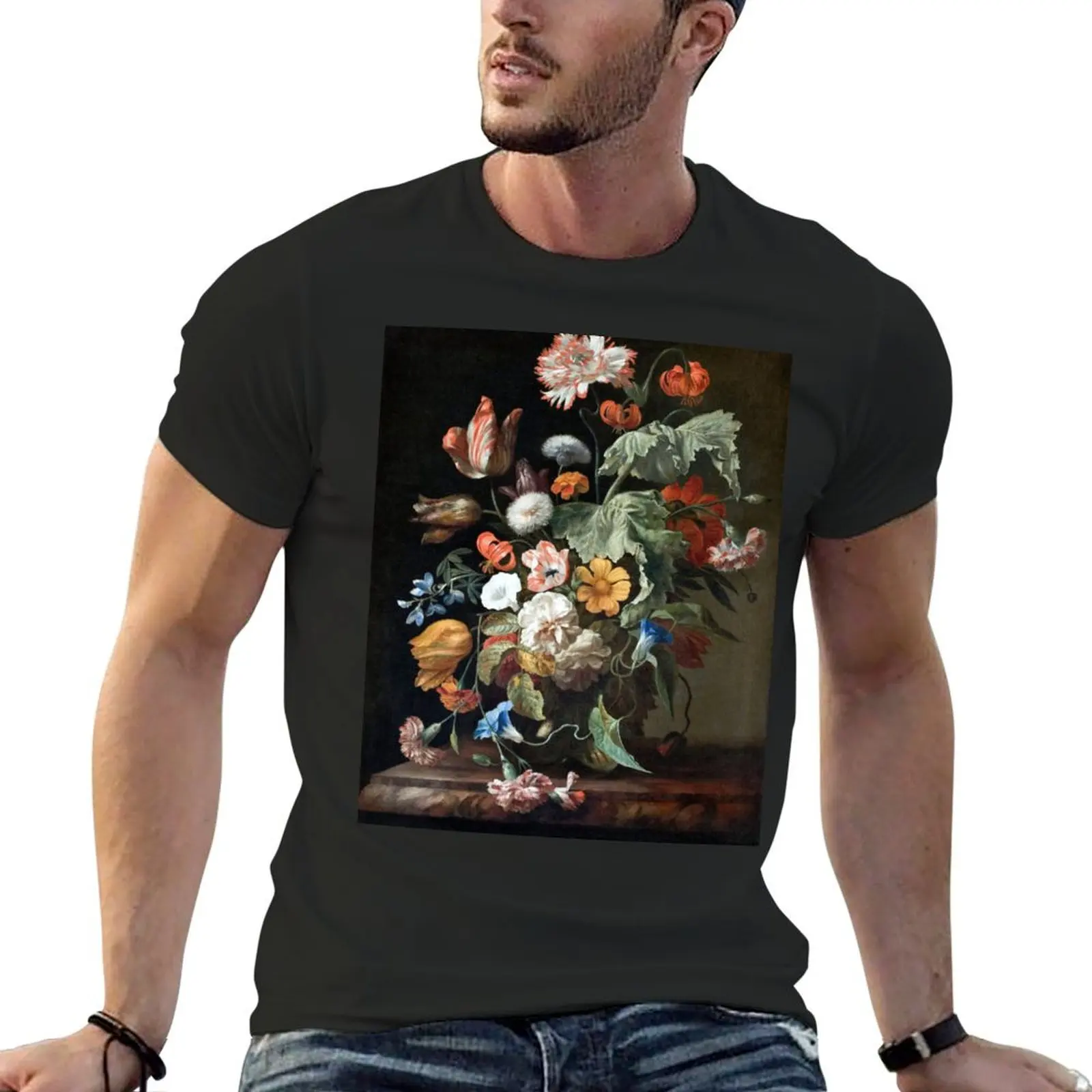 

Rachel Ruysch Still-Life with Flowers T-Shirt cotton graphic tees aesthetic clothes oversized graphic shirts luxury clothes men