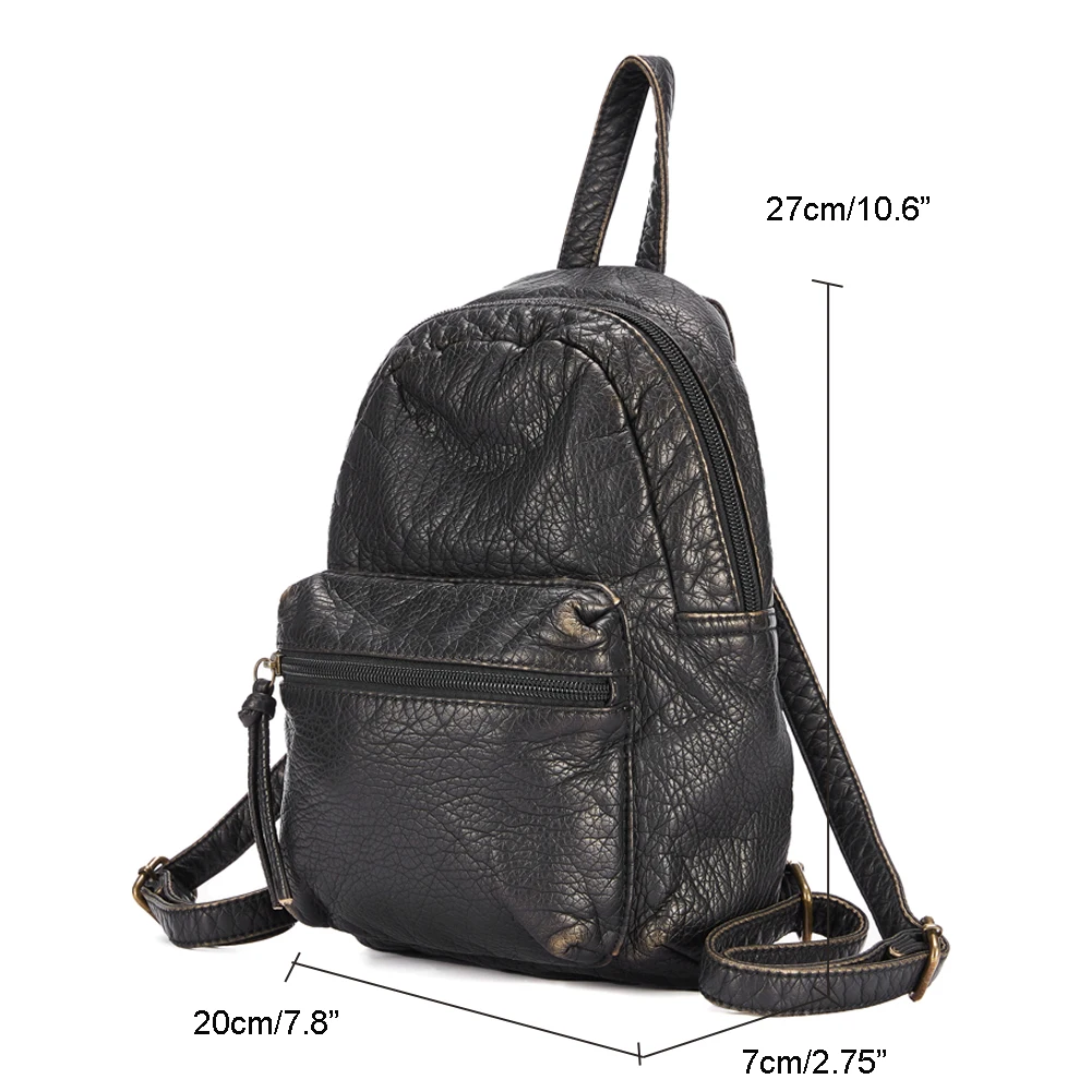 Annmouler Vintage Women Small Size Backpack Bronze School Daypack Soft Leather Bag for Women Everyday Use Gift Bag 3