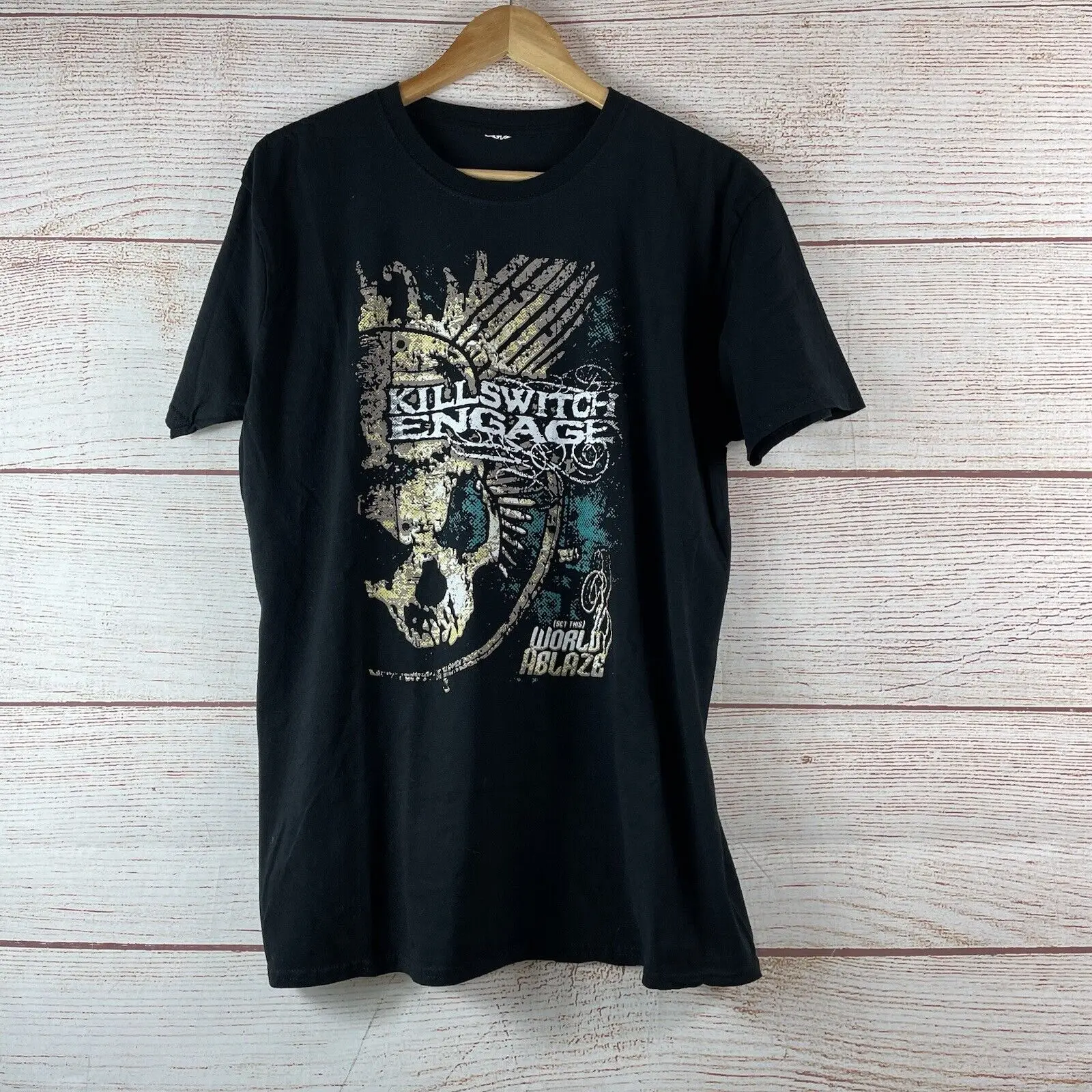 2005 Killswitch Engagement Set This World Ablaze T-Shirt Nera Ufficiale Taglia Piccola
