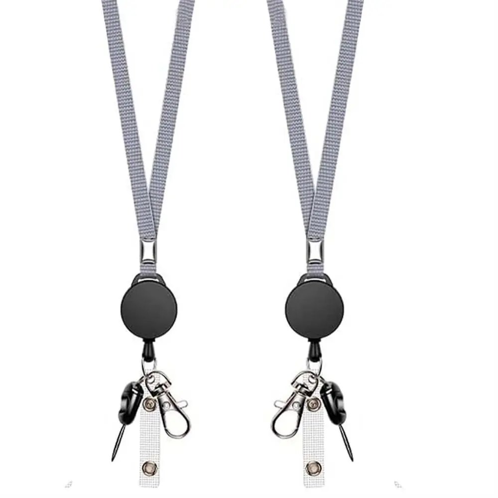 Premium Retractable Badge Holder with Neck Strap and Keychain Lanyard