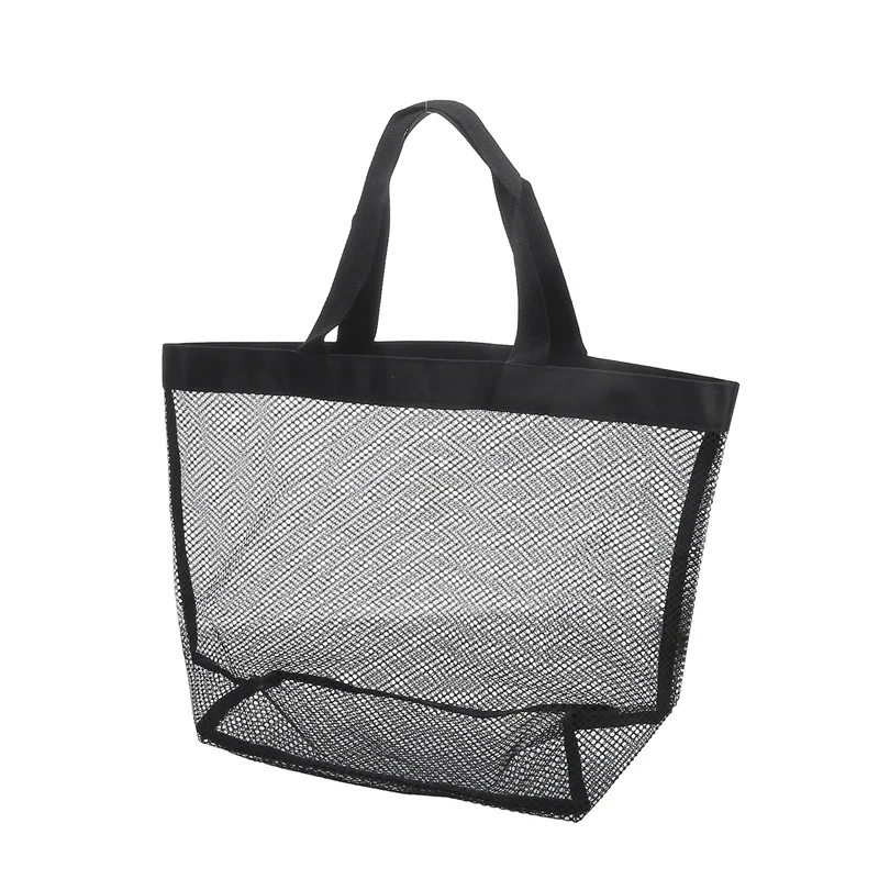 Large Capacity Mesh Beach Bag Foldable Breathable Tote For Swimming Travel Grocery One Shoulder Handheld Wash Bag New