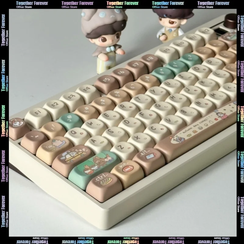 

Khaki Cute Keycap kawaii Cocoa Bean Milk Pbt Five-sided Sublimation Moa Personalized Ball Cap Diy Mechanical Keyboard Keycaps