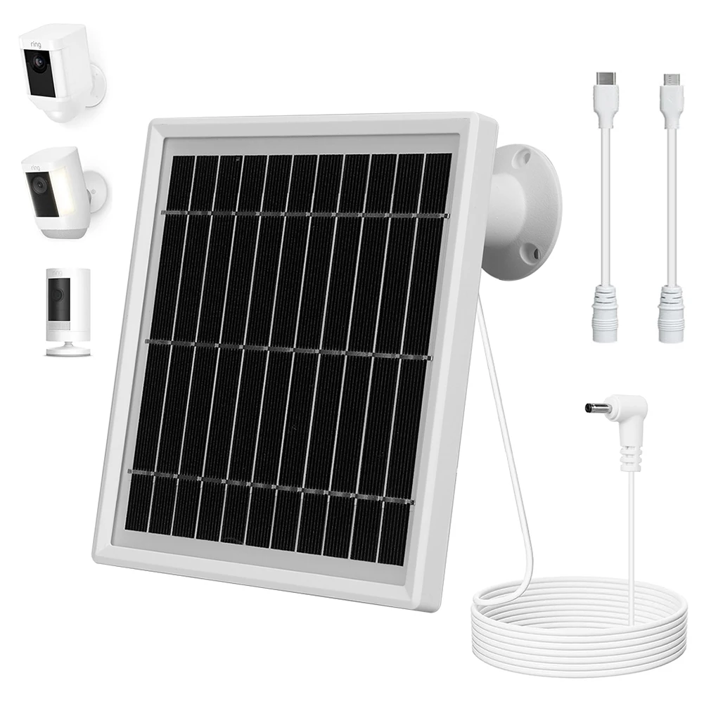 링 스포트라이트 캠 플러스 프로용 태양광 패널 키트, IP65 방수, 360 ° 조절식 벽 마운트, DC 포트 9.8ft 충전 케이블, 5 W