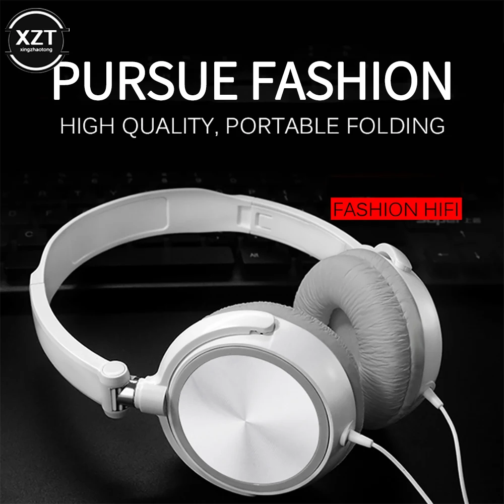 Wired Headphones Over Ear Headsets HD Sound Bass HiFi Sound Music Stereo Earphone Flexible Adjustable Headset for PC Phone 6