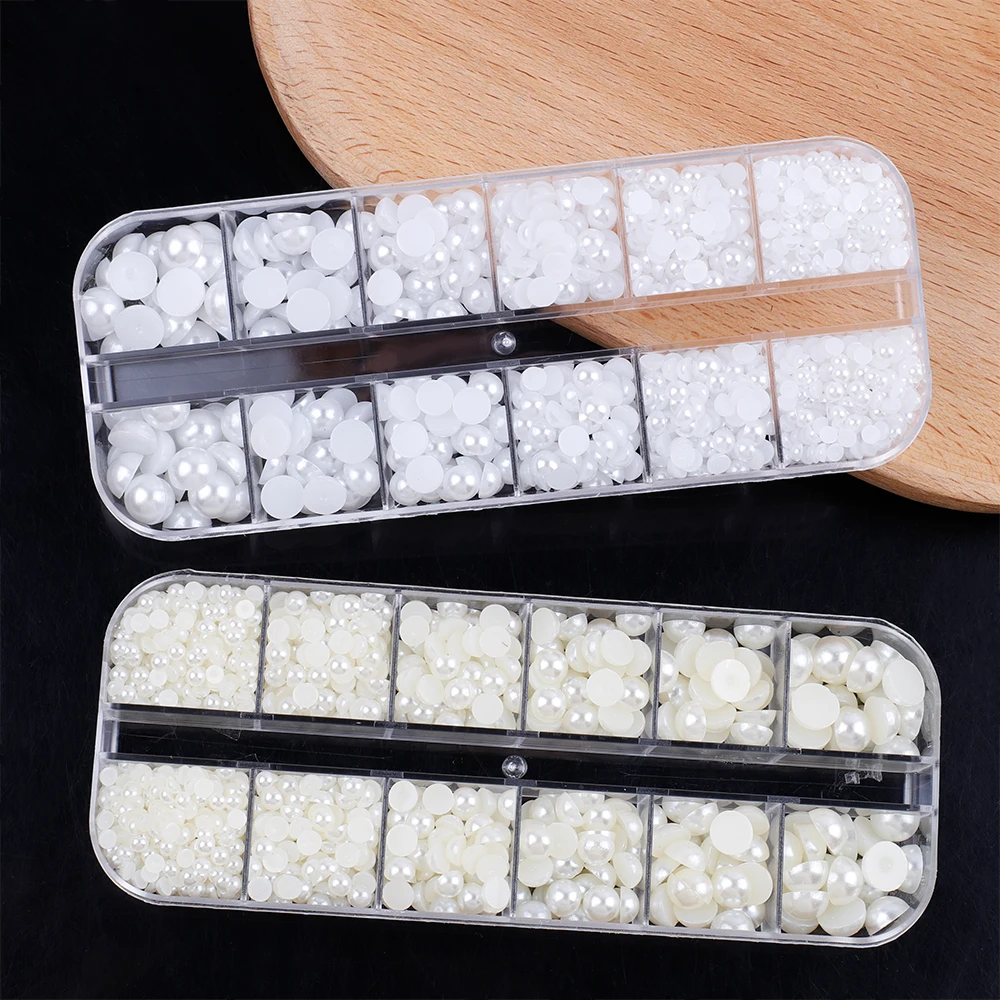 멀티 사이즈 하프 라운드 하트 진주 비즈 플랫 백 라인 석 쥬얼리 만들기 DIY 의류/네일 아트 공예 장식