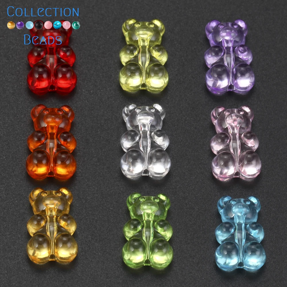 10pcs/set Resin Transparent Cute Gummy Bear Shaped Diy Beads Mixed Jewelry  Crafting Accessories