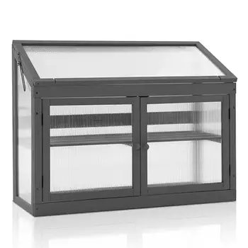 2-Tier Adjustable Wooden Cold Frame Greenhouse 1