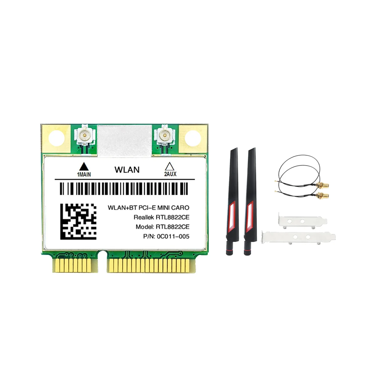Rtl8822Ce Wifi Card + Kit Antenna 1200Mbps 2.4G + 5Ghz 802.11Ac Rete Mini Pcie Bt 5.0 Supporto Laptop/Pc Windows 10/11