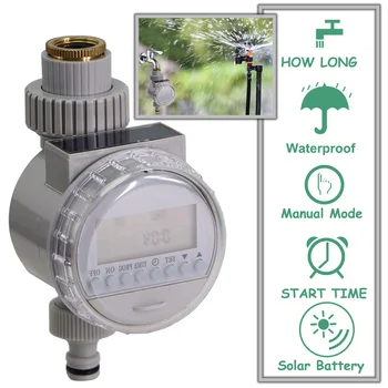 Gray Solar Power Water Timers Irrigation Solenoid Valve Controller Waterproof Power-saving Timed Greenhouse Irrigation System 1