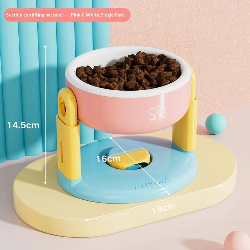 Pet supplies: Cat bowls/water bowls, dog bowls, tip-over resistant pet bowls, height adjustable. - 5