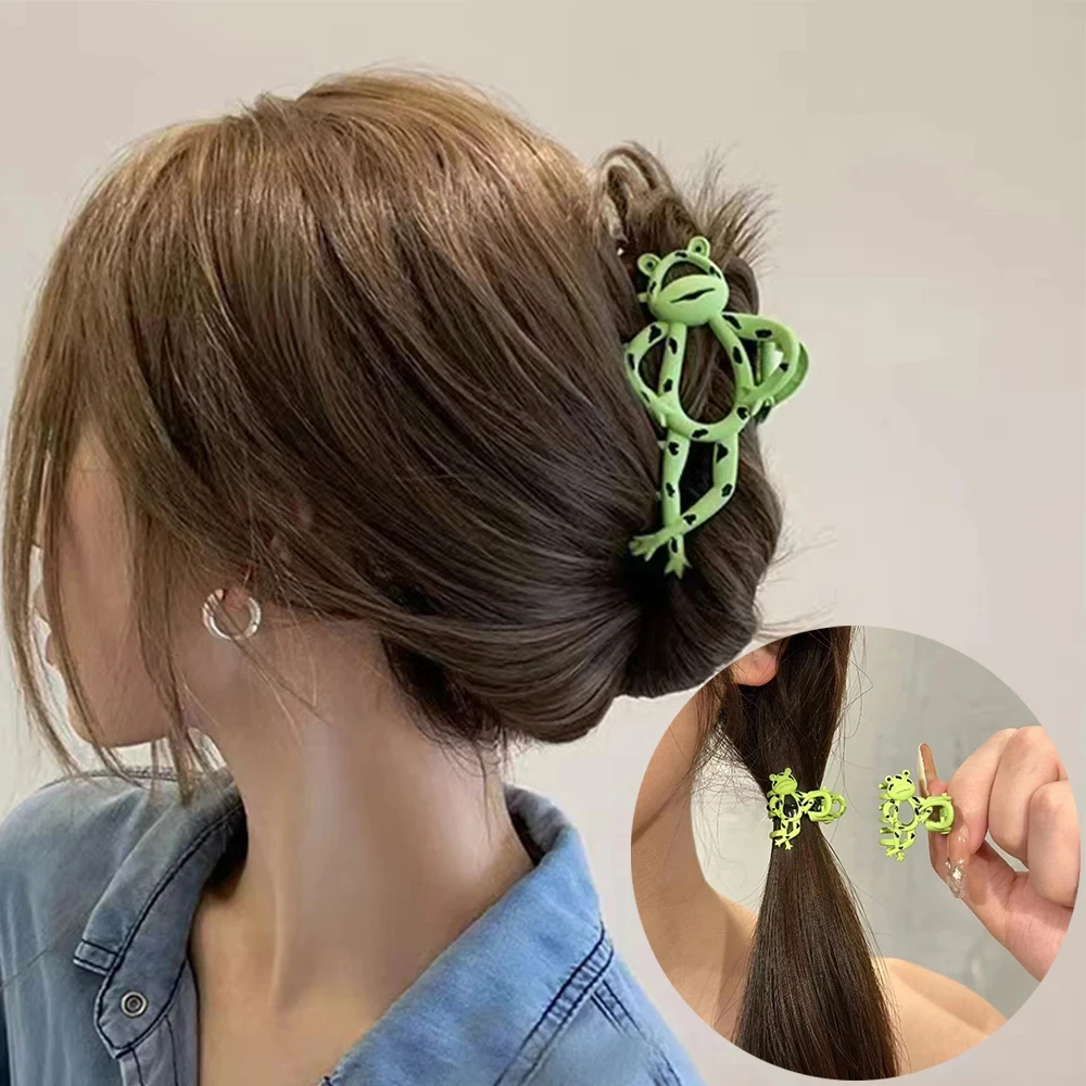 

Alloy Cartoon Frog Hair Accessories Claw Clip Cute Green Hairpin Decor Hair Clips Ponytail Shark Hair Decorative Props
