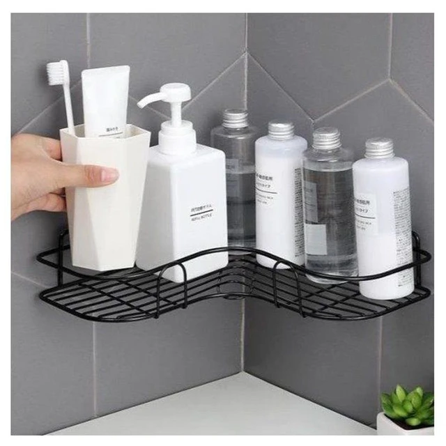 2-Tier White Metal Chevron Punched Shower Caddy with Soap Dish