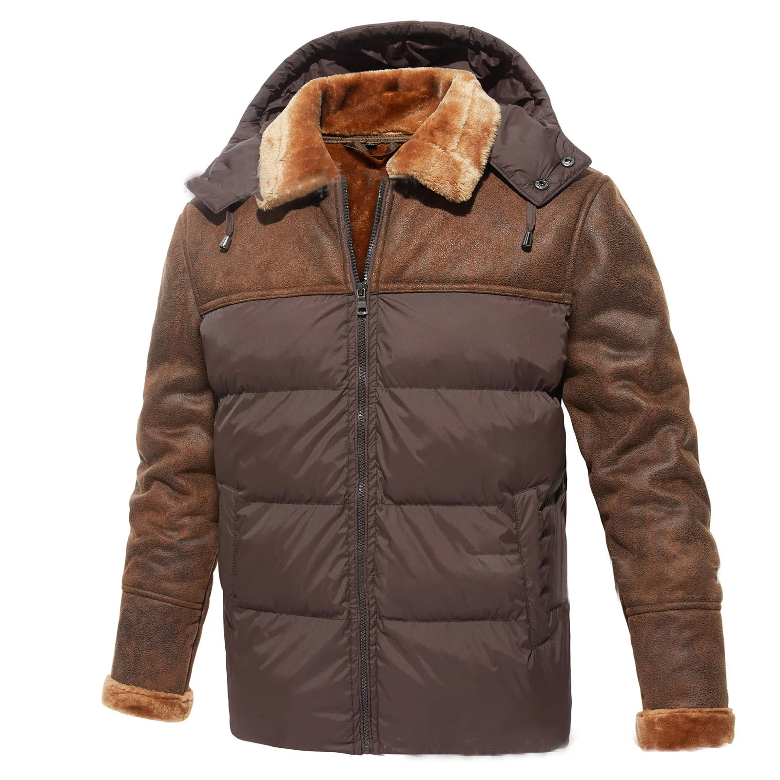 

Men'S Plush Thickened Parkas Stand Collar Winter Jacket Men'S Parker Coat Winter Warm Thick Zipper Coat Padded Overcoat For Men