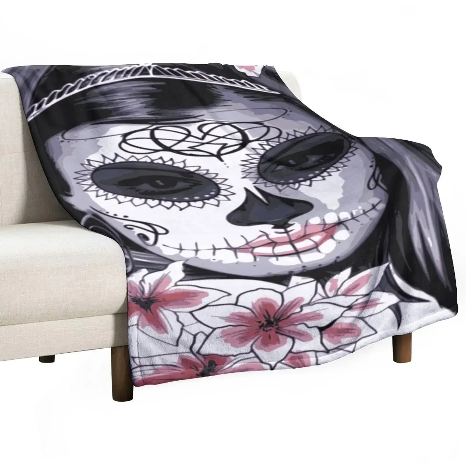 

day of the dead Skull (dia de los muertos calavera) Throw Blanket Winter beds warm for winter Blankets