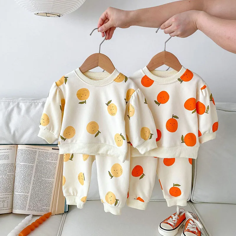 Autumn Cotton Baby Clothing Set Fruit Print Hoodie