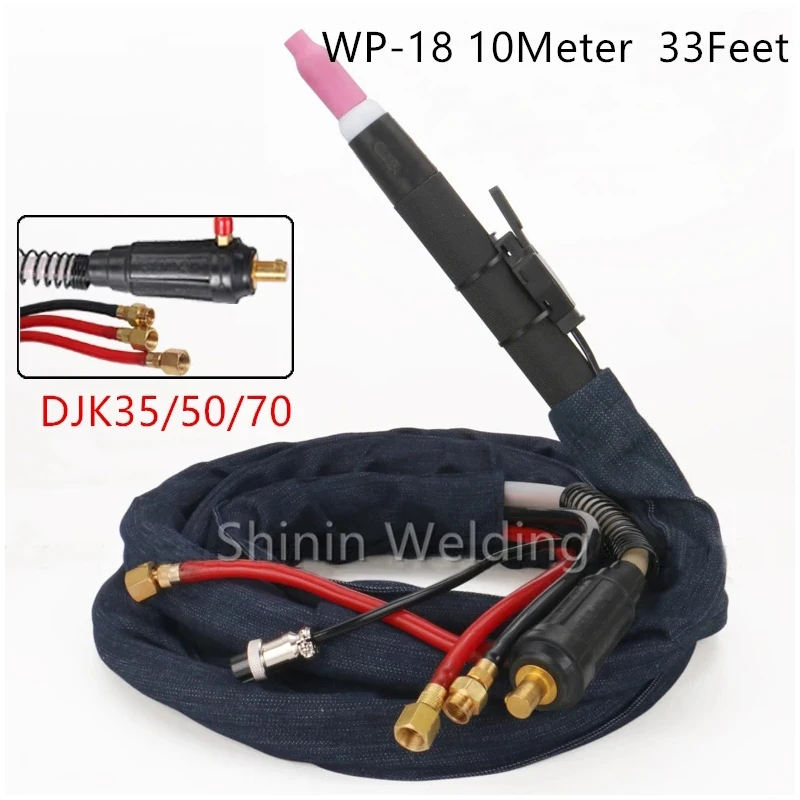

10 метров WP-18P с прямым хвостовиком с водяным охлаждением аргоновая дуговая Сварочная горелка DKJ-35-50 сварочная проволочная ручка для быстрой сварки с ЧПУ