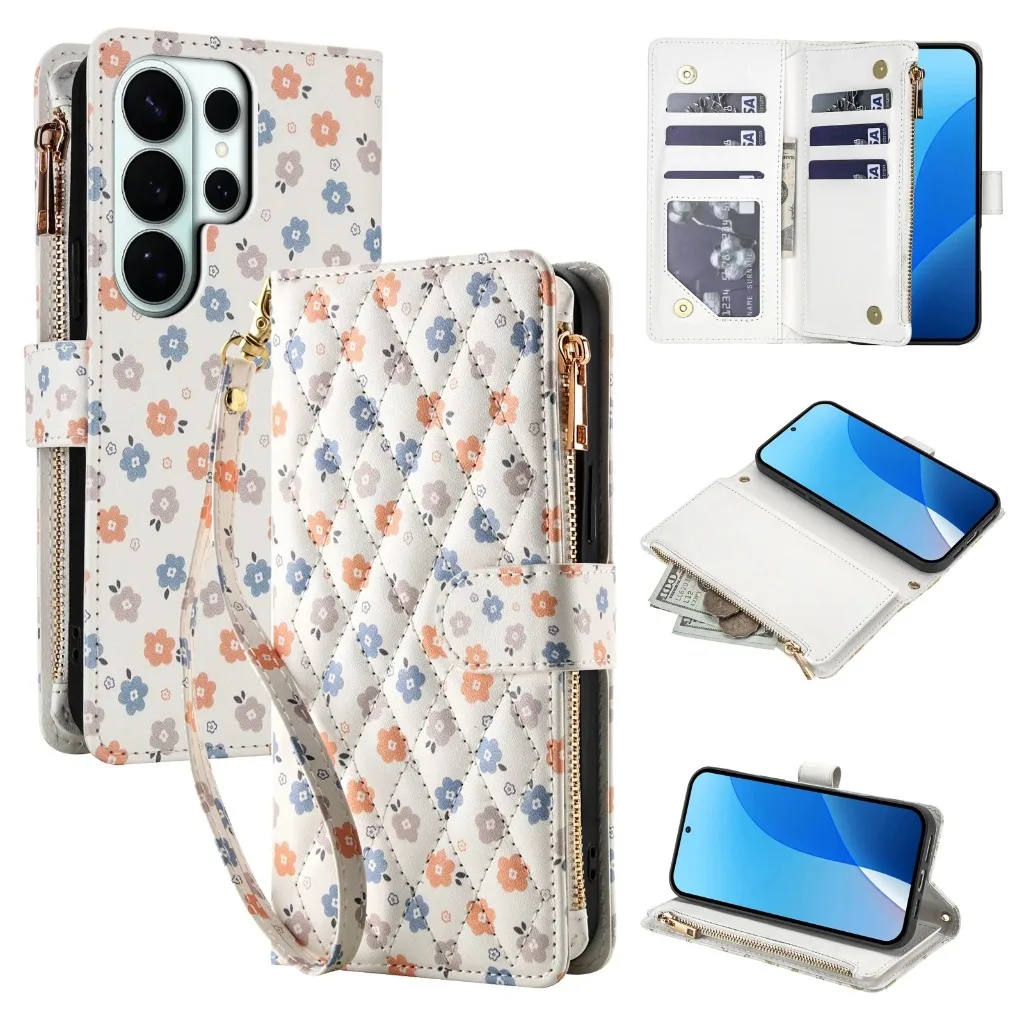 Zipper Card Holder Crossbody Phone Case with Wrist Strap and Lanyard