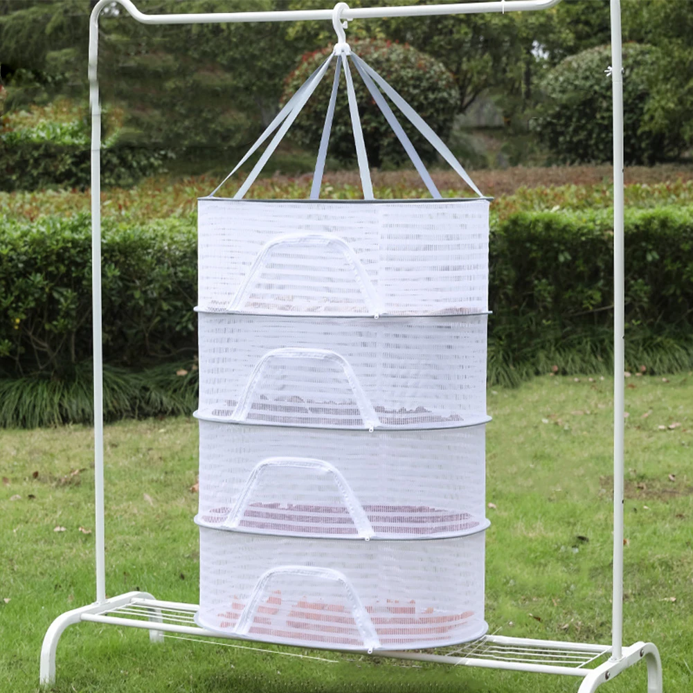 4 Layer Bra Drying Clothes Net Removable Windproof Hook for Flowers Buds Plants Organizer Drying for Fish/Vegetables/Fruit/Herbs 3