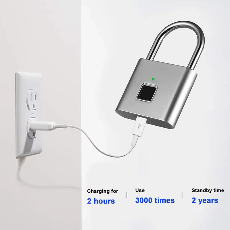 Xiaomi Fingerprint Padlock Smart USB Rechargeable Door Lock Waterproof Biometric Thumbprint Quick Unlock Zinc Alloy Door Padlock 3