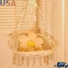 Macrame Hanging Chair with LED Lights Indoor Outdoor Swing Chair Decorative Hammock Relaxation Cradle Garden Home Patio 1