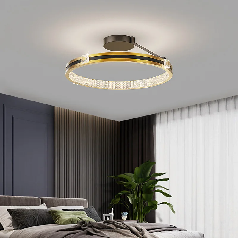 Modern Circular LED Ceiling Light Minimalist Nordic Luxury Crystal Living Room Bedroom Dining Room Home Decoration Pendant Light