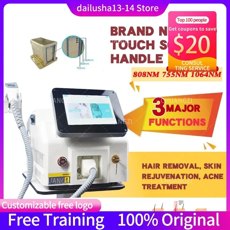 

808 Diode Laser Beauty Equipment 755/808/1064nm 3-Wavelengths Permanent Hair Removal Machine For Salon And Home