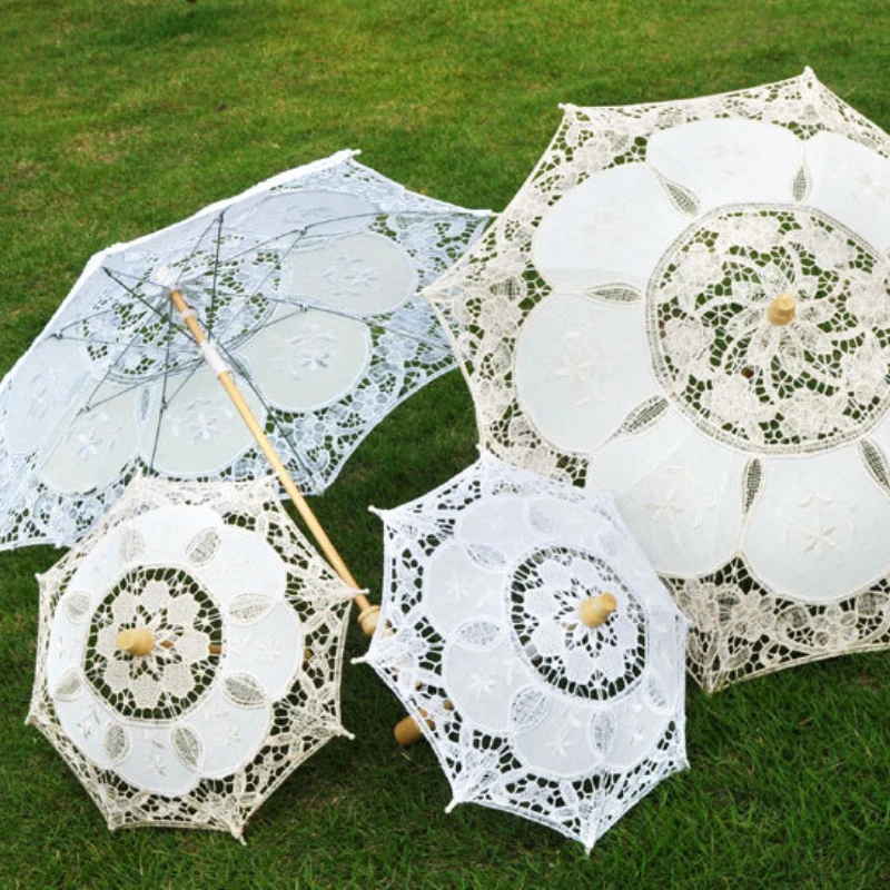 

2pcs/lot Wedding Lace Umbrella Lace Craft Umbrella Wedding Bridal Umbrella Photography Props Campus Decoration Dance Supplies