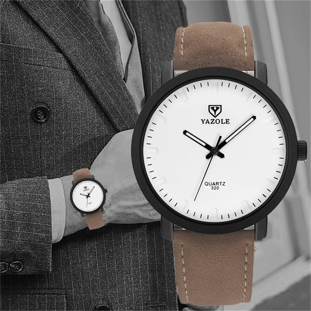 

Reloj Hombre Fashion Man Leather Quartz Watch Men's Clock Trend Students Brown Watches Waterproof Luminous Watch Montre Homme
