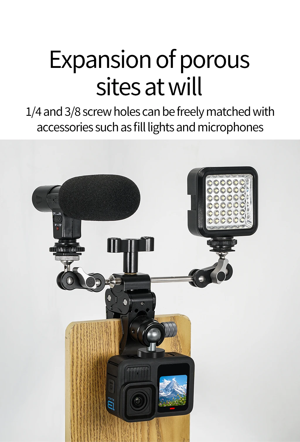 Universal Kugelkopf Super Clamp Einstellbar 15-46mm Lenkerrohrgriff für Gopro Hero Insta360 X5 X4 DJI Kamera Fotografie Rig – Detail 16