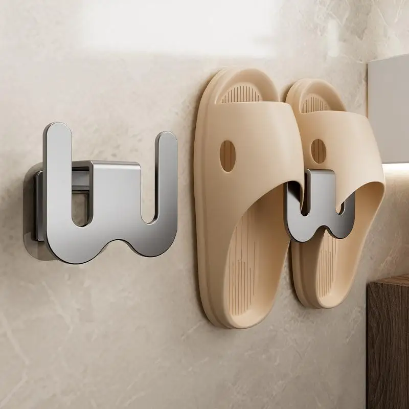 Bathroom Slippers Rack Slippers Storage Wall Mounted Shoe Storage Rack Hole-free Storage Hook Door Slippers Rack