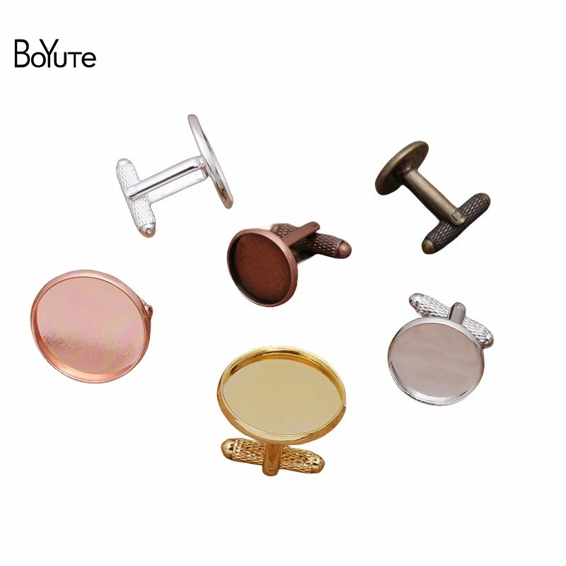 

BoYuTe 20Pcs 7 Colors Round 12MM 14MM 16MM 18MM 20MM Cabochon Base Cufflinks Blank Tray Bezel Diy Jewelry Findings Components