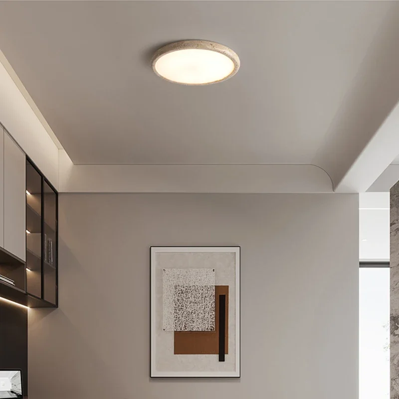 Nordic Modern Cream Style Warm Bedhead Ceiling Light Fixtures Yellow Travertine Corridor Living Room Restaurant 15W Led Lamps