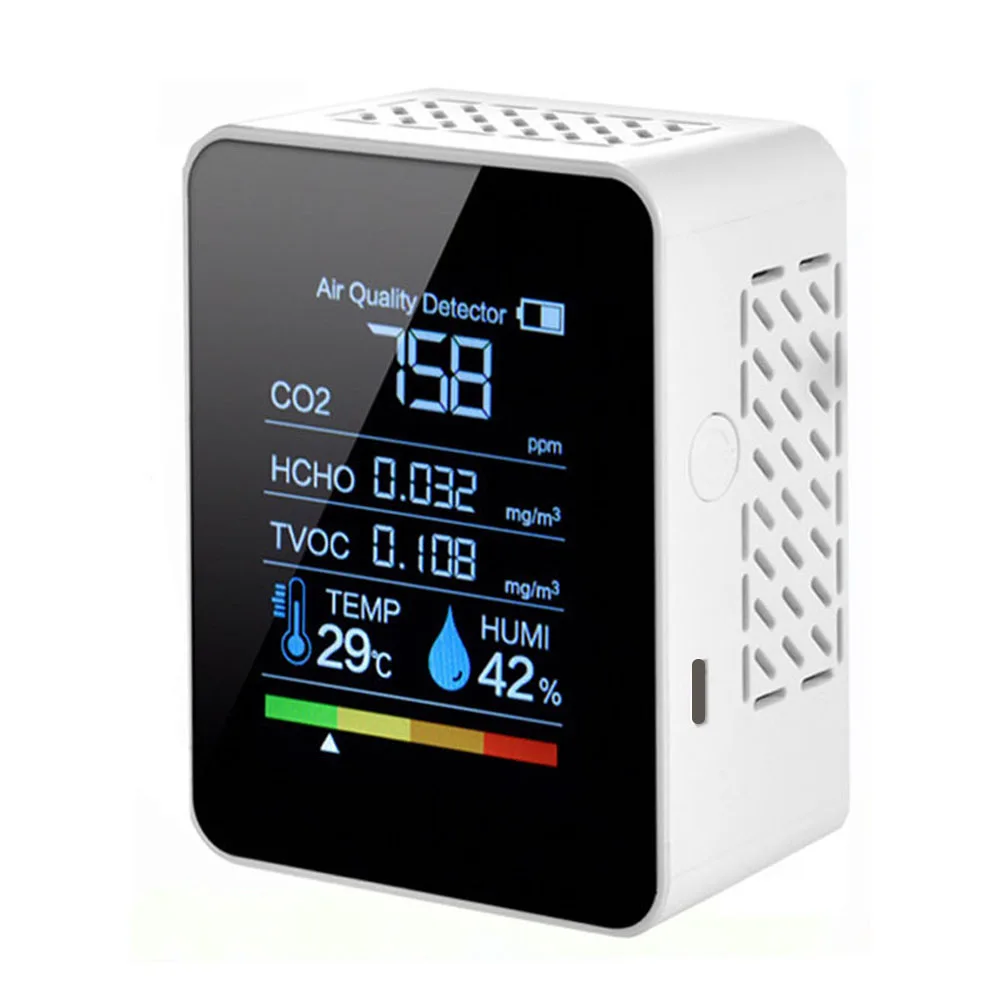 CO2 Carbon dioxide detector temperature humidity TFT color screen intelligent US 