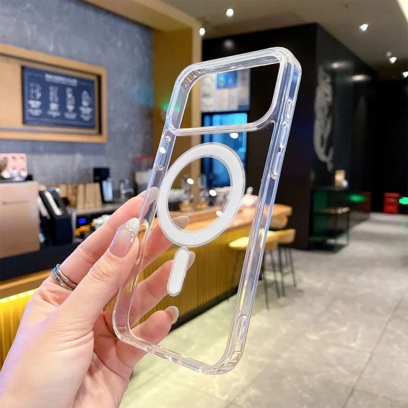 Sleek Transparent Magnetic Phone Case with Wireless Charging Support